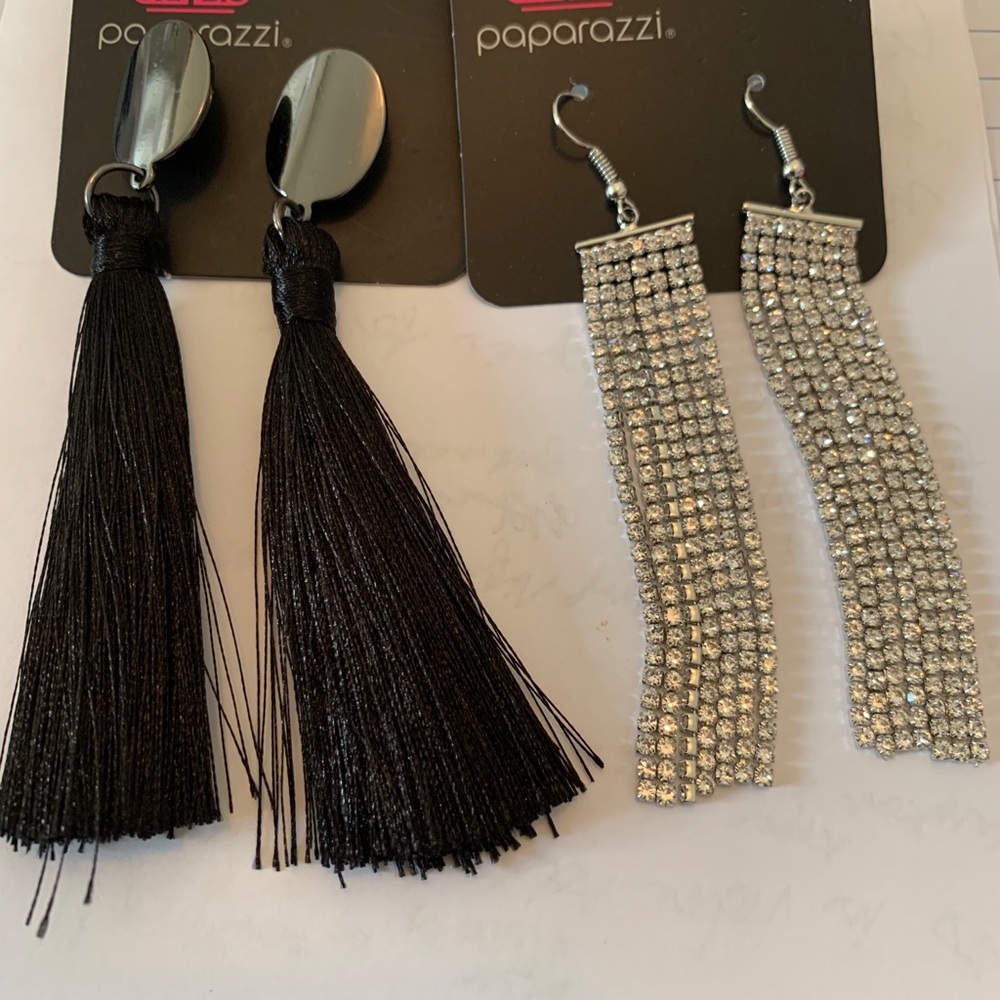 Paparazzi tassel drop & rhinestone drop earrings